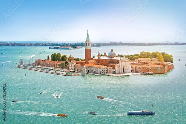 Obraz Panoramiczny widok na lotnisko na wyspie San Giorgio Maggiore, Wenecji, Veneto, Włochy