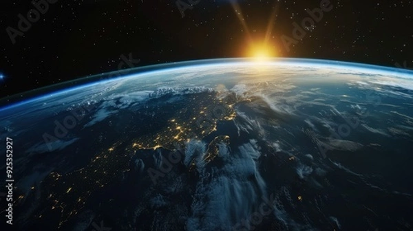 Fototapeta A time-lapse of Earth rotation from space, showing the dynamic and ever-changing nature of our planet.