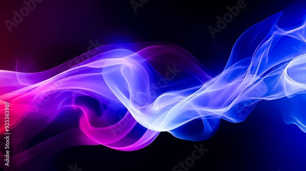 Fototapeta A purple and blue wave of light with the word quot blue quot on it, abstract smoke background, smoke on black, abstract smoke
