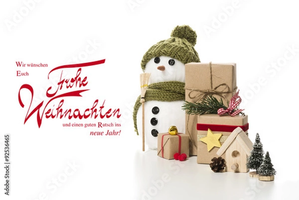 Obraz Schneemann mit Weihnachtsgrüßen
