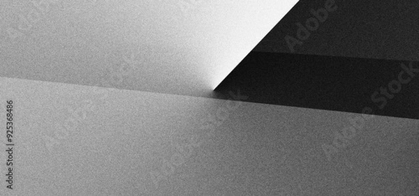 Obraz  Black white grainy background, monochrome gray noisy texture dark grunge banner, header poster cover backdrop design