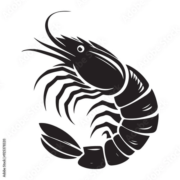 Fototapeta Shrimp Silhouette Vector, This is an editable and printable vector