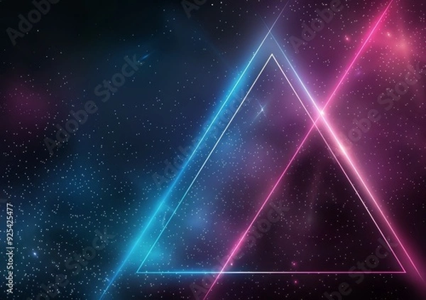Fototapeta Neon Triangle Abstract Design With Starry Background