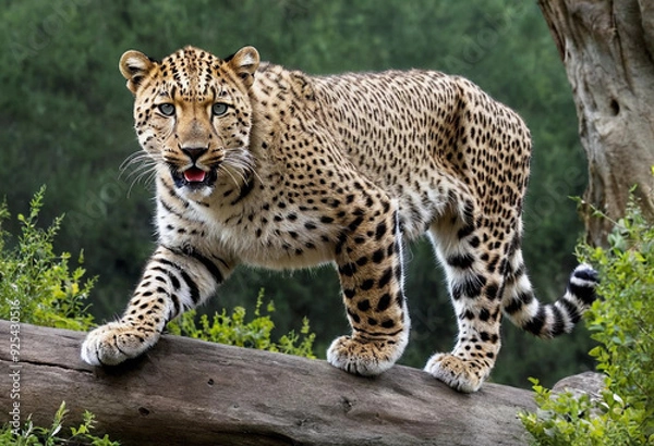 Fototapeta Leopardo común y leopardo albino