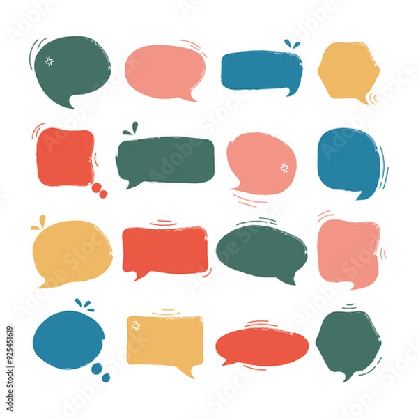 Fototapeta Brush Stroke Speech Bubble Set Vector Design.