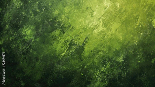 Obraz Grunge Green Textured Gradient Background with Abstract Brush Strokes – Organic Rugged and Chaotic Dark Light Green Detail Texture Backdrop Design for Creative Projects