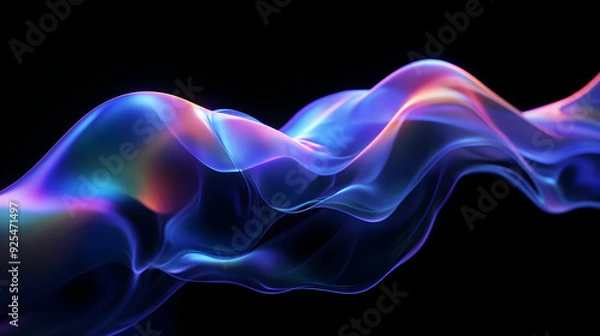 Fototapeta Abstract flowing waves with vibrant colors on a dark background.