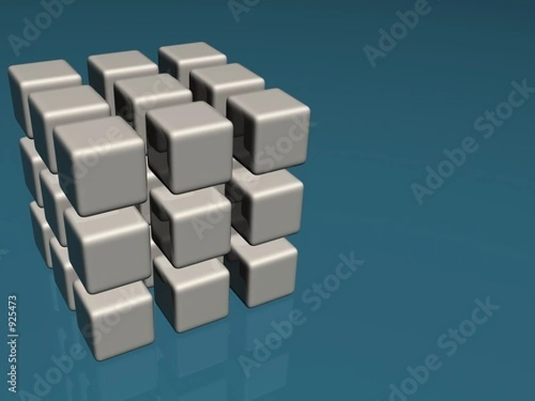 Obraz blue layout with 3d cube