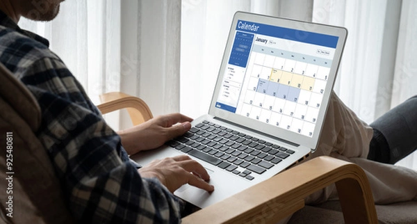 Fototapeta Calendar on computer software application for schedule planning for personal organizer and online business snugly