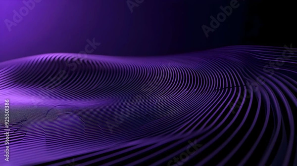 Fototapeta Abstract purple waves with lines creating a smooth, flowing landscape effect.