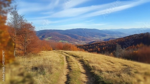 Fototapeta Hiking in Slovakian Carpathians, fall, sunny