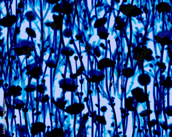 Fototapeta Gothic style seamless pattern with soft blurry poppies flowers. Halloween themed graphic print for clothing, fabric, wallpaper, home decor, wrapping paper