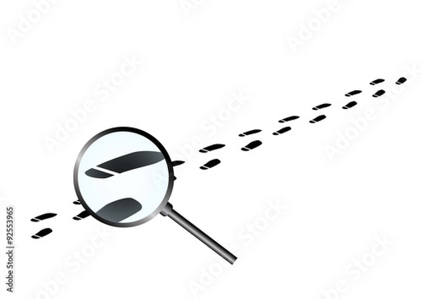Obraz Vector : Shoe paint tracks and magnifying glass