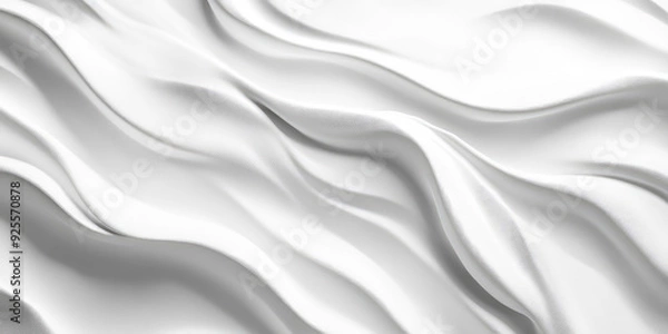 Fototapeta 3D illustration texture of white pattern waves light and shadow. Wall decorative panel