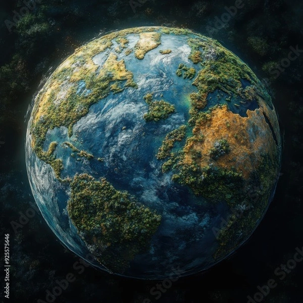Fototapeta A world globe appearance similar to the appearance of a cancerous cell formed by the excess human population on the earth
