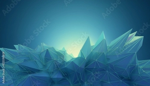 Fototapeta A mesmerizing abstract digital landscape with sharp peaks and a vibrant light, perfect for modern design themes.