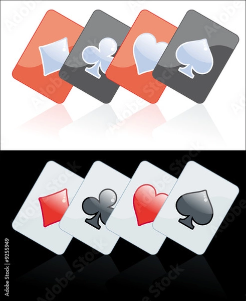 Obraz Poker card black and red isolated on black or white
