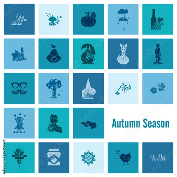 Obraz Set of Flat Autumn Icons