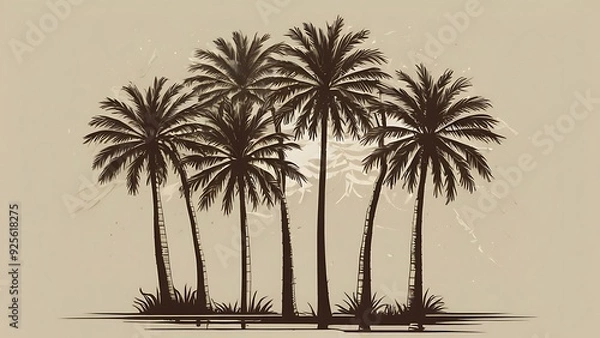 Obraz Pine trees abstract background illustration in cream backdrop tall trees