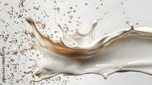 Fototapeta Fluid splash with bubbles, showcasing dynamic motion and texture.