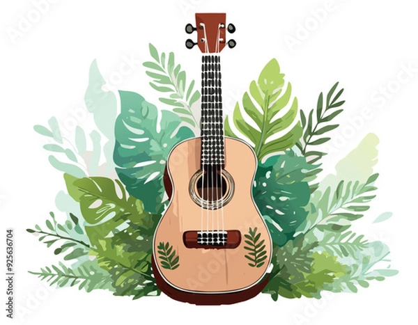 Obraz Guitar with flowers aloha