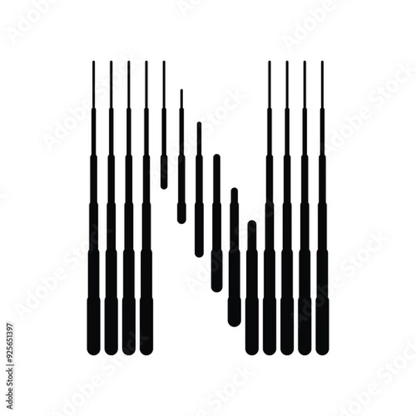 Fototapeta Letter N Logo with Abstract Line Pattern
