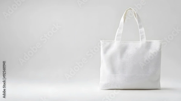 Fototapeta white canvas tote bag with minimalist space, for advertising needs, fashion. white canvas tote bag mockup