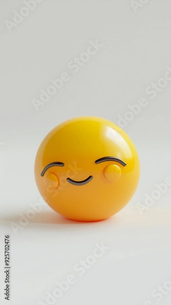 Fototapeta smiley yellow happy emoji round face toy plastic cute cheerful joy expression positive bright playful fun minimal 
