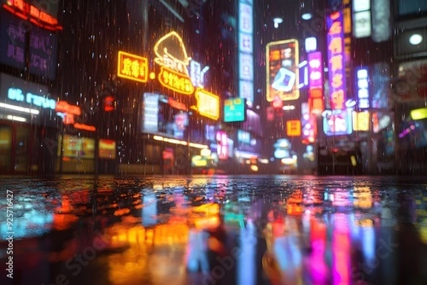 Obraz Neon City Rain