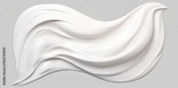 Fototapeta Textured cosmetic smear of white cream isolated on white background. Concept of health and wellbeing. Flat lay style with copy space