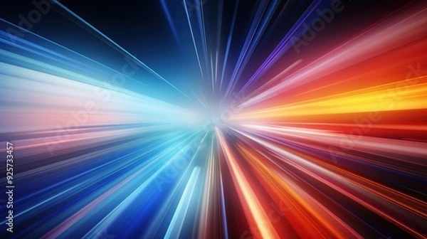 Obraz Abstract background with blue and orange radiating lines.