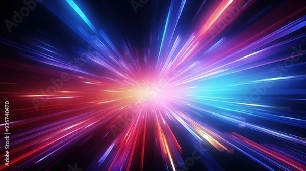 Obraz Abstract background with bright, colorful lines radiating from a central point, creating a sense of speed and energy.