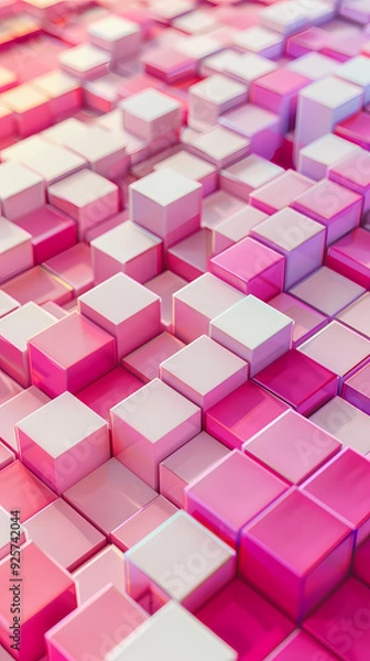 Fototapeta Pink cubes, modern design of geometric shapes