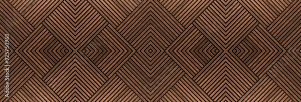 Fototapeta geometric wood pattern with interlocking diamond shapes formed by thin, parallel wooden strips, creating a rich, textured design