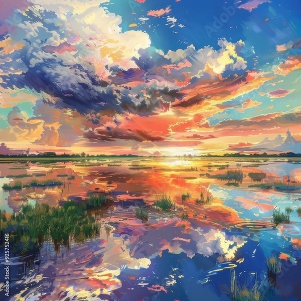 Obraz Sunset Reflection in a Still Lake