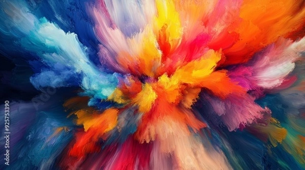Fototapeta Energetic Burst of Abstract Colorful Explosion - A dynamic and vibrant paint explosion with bright, vivid colors and bold textures.