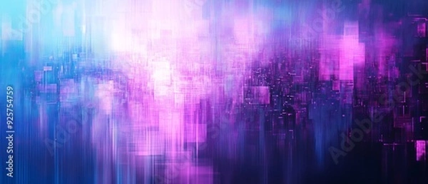 Fototapeta Abstract minimalist composition featuring minimalist digital textures and minimalist pixelated patterns. Harmonious shades of minimalist digital blue and minimalist glitch purple create a futuristic