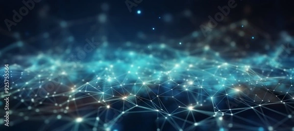 Obraz Abstract digital background with glowing network connections and a global map, symbolizing technology, connectivity, data transfer, and cyber security in a futuristic style