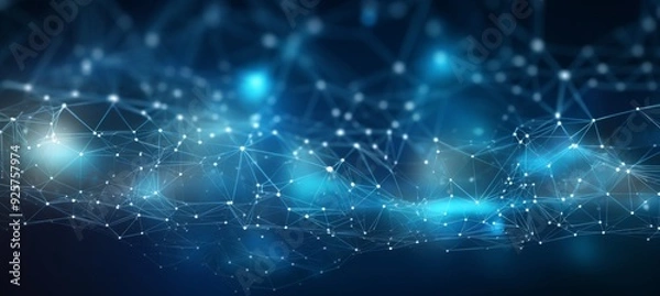 Obraz Abstract digital background with glowing network connections and a global map, symbolizing technology, connectivity, data transfer, and cyber security in a futuristic style