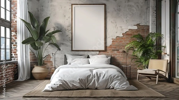 Fototapeta Mock Up Poster Frame in Modern Interior Background