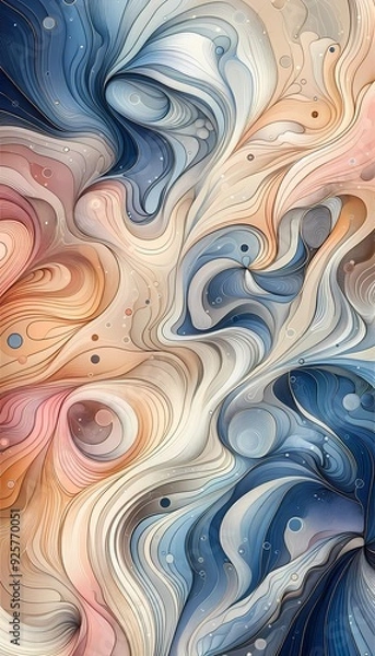 Obraz Seamless abstract blue wave pattern with a flowing, textu