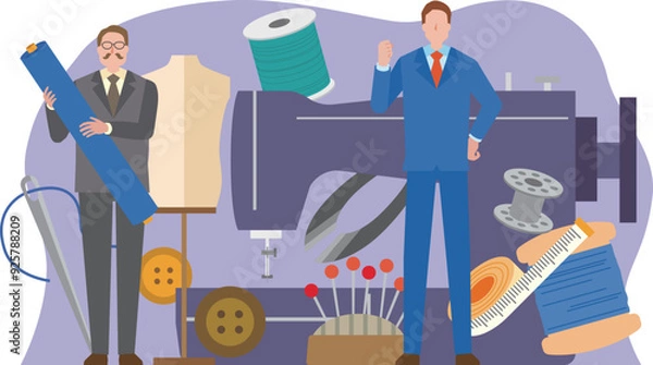 Fototapeta オーダーメイドスーツを仕立てるイメージイラスト