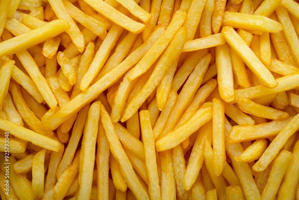 Obraz Texture Scattered Fried French Fries For Backgrounds Created With Artificial Intelligence