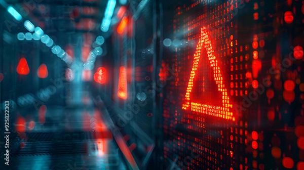 Fototapeta concept of a cyber security alert. Warning of a compromised system