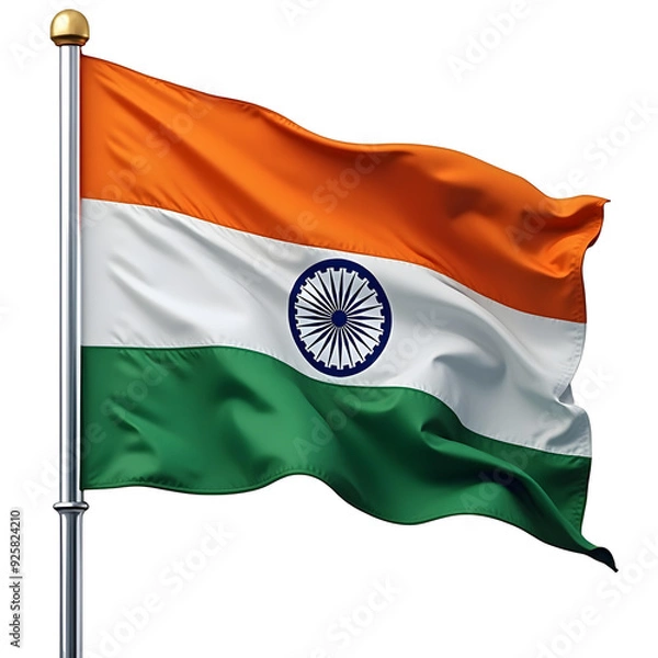 Obraz Realistic illustration of Indian flags on a transparent background.