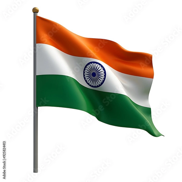 Obraz Realistic illustration of Indian flags on a transparent background.