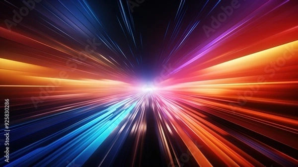 Obraz Abstract speed lines converging in bright light.