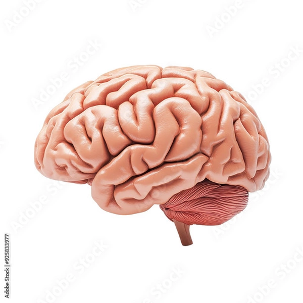 Fototapeta Detailed illustration of a human brain, showcasing the complex structure and unique folds of grey matter.