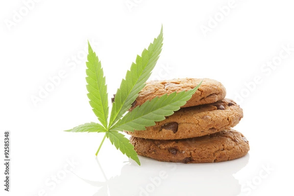 Obraz Cookies with hemp leaf isolated.