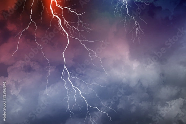 Obraz Lightning, thunder cloud dark cloudy sky